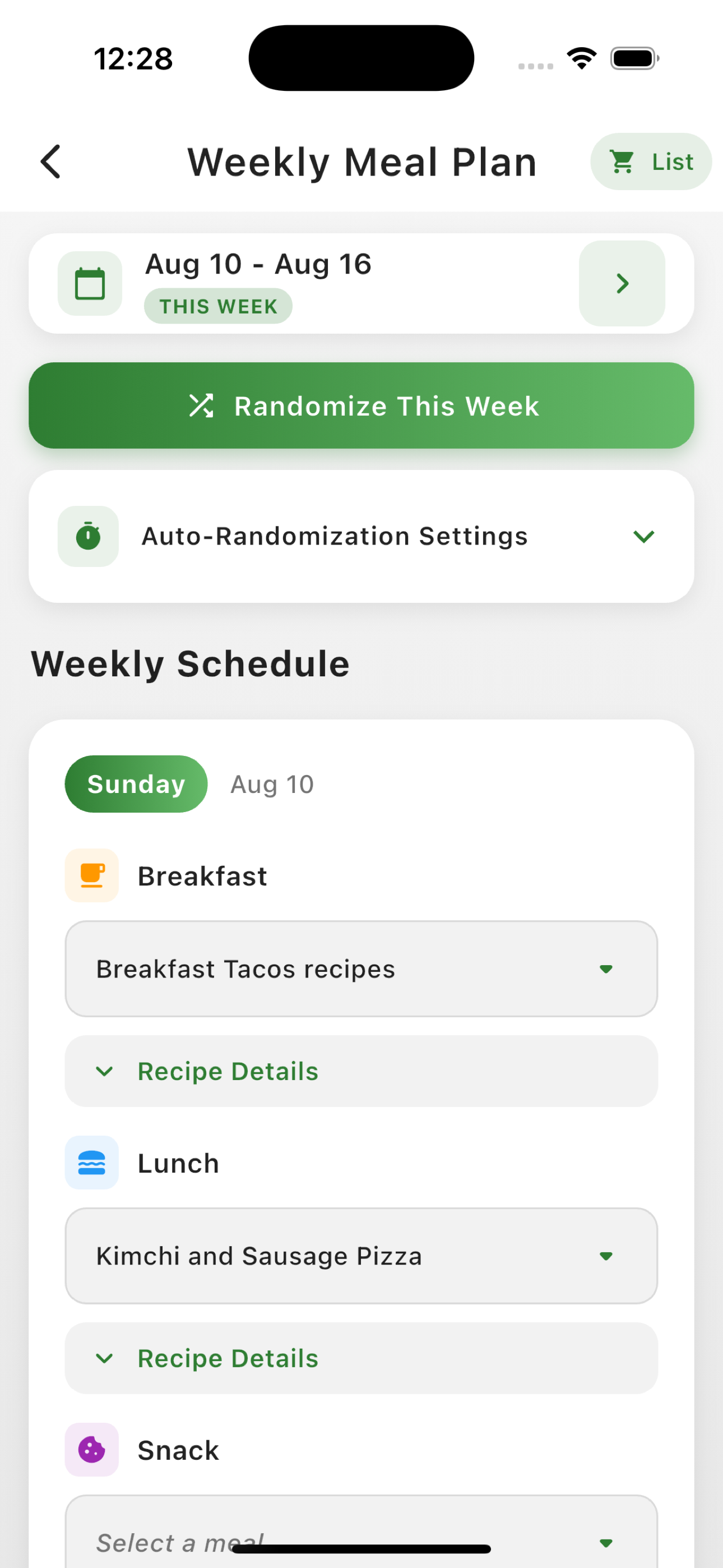 BitePrep Weekly Meal Plan